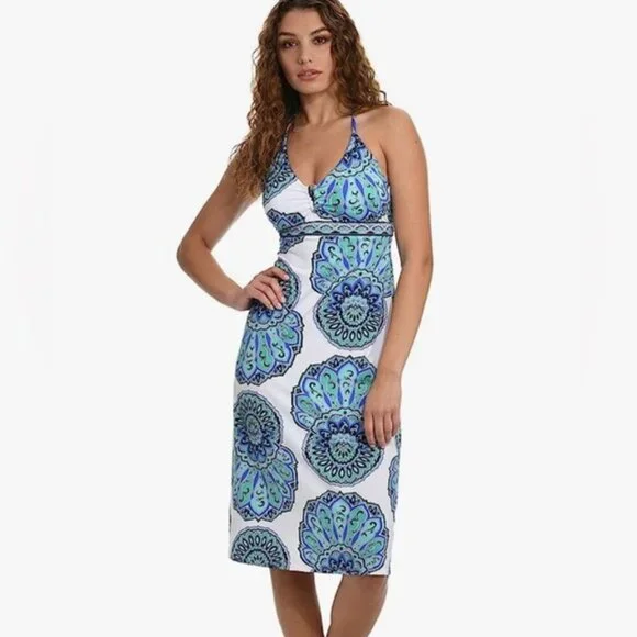 Sunshine 79 Women's Mellow Medallion Blue/Teal/White Swimsuit Coverup Size Small - Picture 1 of 12